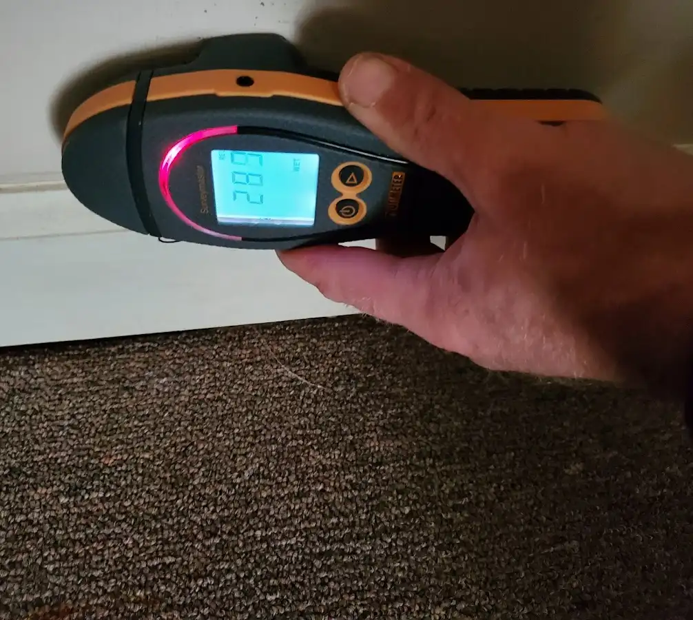 Moisture detection at baseboard during Sewage Cleanup & Sanitation in Smithfield